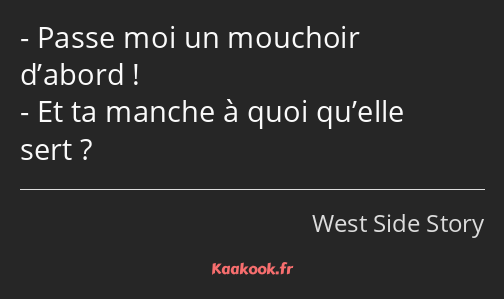 Passe moi un mouchoir d’abord ! Et ta manche à quoi qu’elle sert ?