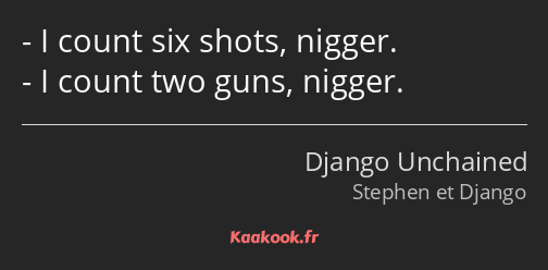 I count six shots, nigger. I count two guns, nigger.