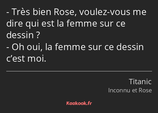 Très bien Rose, voulez-vous me dire qui est la femme sur ce dessin ? Oh oui, la femme sur ce dessin…