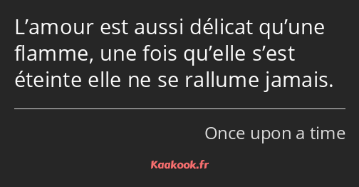 L’amour est aussi délicat qu’une flamme, une fois qu’elle s’est éteinte elle ne se rallume jamais.