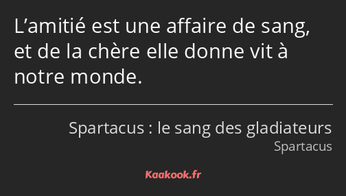 L’amitié est une affaire de sang, et de la chère elle donne vit à notre monde.