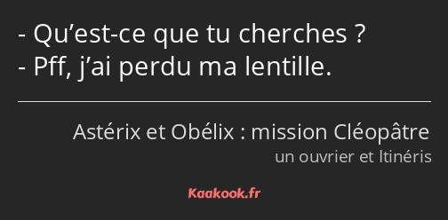 Qu’est-ce que tu cherches ? Pff, j’ai perdu ma lentille.