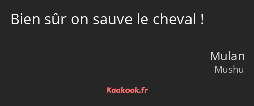 Bien sûr on sauve le cheval !