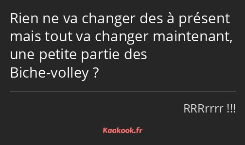 Rien ne va changer des à présent mais tout va changer maintenant, une petite partie des Biche…