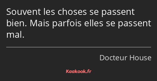 Souvent les choses se passent bien. Mais parfois elles se passent mal.