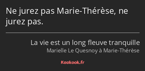 Ne jurez pas Marie-Thérèse, ne jurez pas.