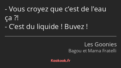 Vous croyez que c’est de l’eau ça ?! C’est du liquide ! Buvez !