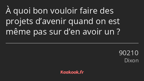 À quoi bon vouloir faire des projets d’avenir quand on est même pas sur d’en avoir un ?