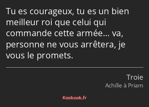 Tu es courageux, tu es un bien meilleur roi que celui qui commande cette armée… va, personne ne…