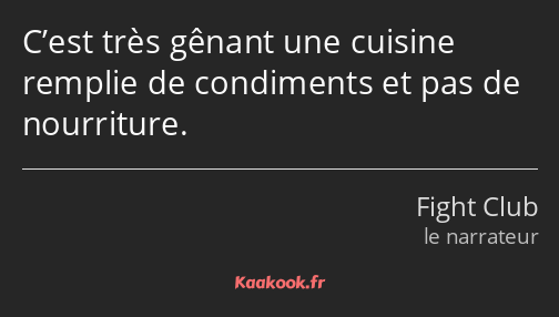 C’est très gênant une cuisine remplie de condiments et pas de nourriture.