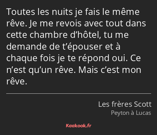 Toutes les nuits je fais le même rêve. Je me revois avec tout dans cette chambre d’hôtel, tu me…