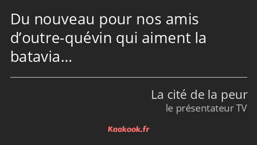 Du nouveau pour nos amis d’outre-quévin qui aiment la batavia…