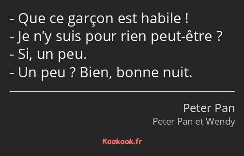 Que ce garçon est habile ! Je n’y suis pour rien peut-être ? Si, un peu. Un peu ? Bien, bonne nuit.