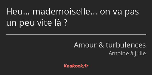 Heu… mademoiselle… on va pas un peu vite là ?