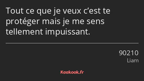 Tout ce que je veux c’est te protéger mais je me sens tellement impuissant.