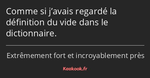 Comme si j’avais regardé la définition du vide dans le dictionnaire.