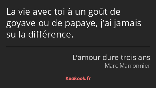 La vie avec toi à un goût de goyave ou de papaye, j’ai jamais su la différence.