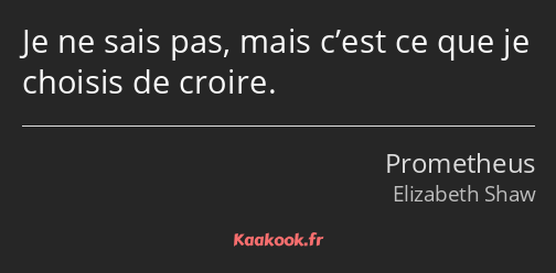 Je ne sais pas, mais c’est ce que je choisis de croire.