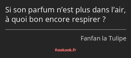 Si son parfum n’est plus dans l’air, à quoi bon encore respirer ?