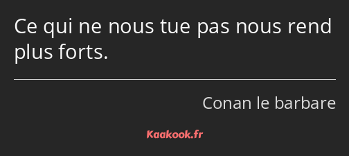 Ce qui ne nous tue pas nous rend plus forts.