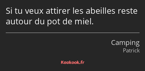 Si tu veux attirer les abeilles reste autour du pot de miel.