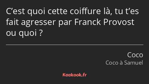 C’est quoi cette coiffure là, tu t’es fait agresser par Franck Provost ou quoi ?