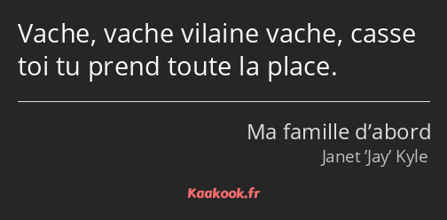 Vache, vache vilaine vache, casse toi tu prend toute la place.