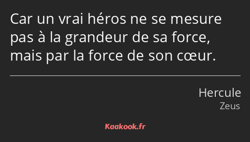 Car un vrai héros ne se mesure pas à la grandeur de sa force, mais par la force de son cœur.