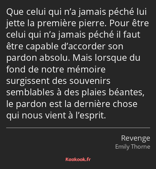 Que celui qui n’a jamais péché lui jette la première pierre. Pour être celui qui n’a jamais péché…