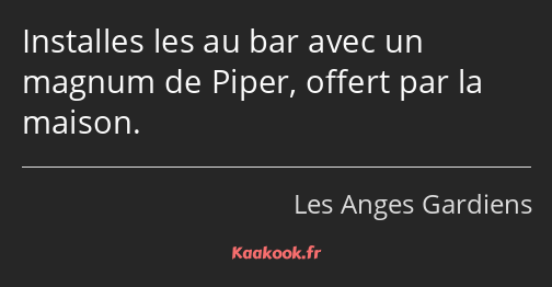 Installes les au bar avec un magnum de Piper, offert par la maison.