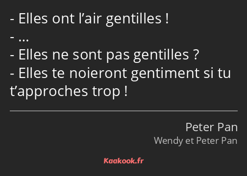 Elles ont l’air gentilles ! … Elles ne sont pas gentilles ? Elles te noieront gentiment si tu…