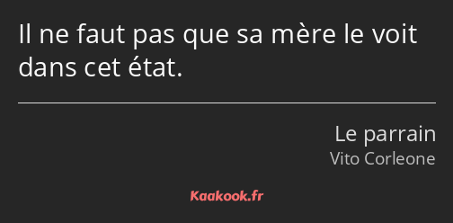 Il ne faut pas que sa mère le voit dans cet état.