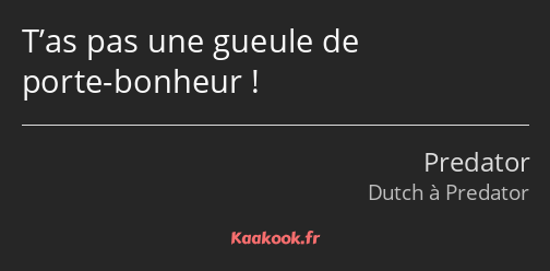 T’as pas une gueule de porte-bonheur !