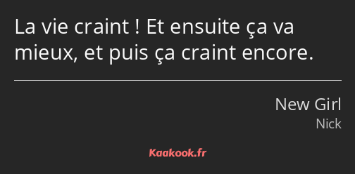 La vie craint ! Et ensuite ça va mieux, et puis ça craint encore.