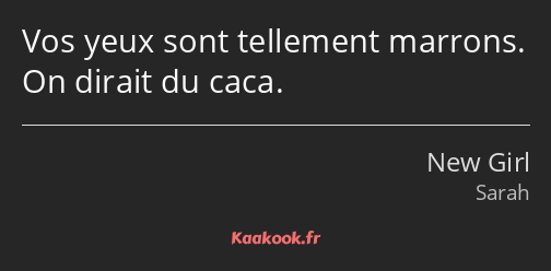 Vos yeux sont tellement marrons. On dirait du caca.