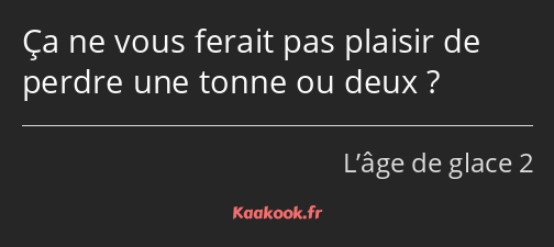 Ça ne vous ferait pas plaisir de perdre une tonne ou deux ?