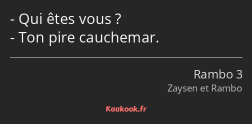 Qui êtes vous ? Ton pire cauchemar.