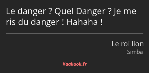 Le danger ? Quel Danger ? Je me ris du danger ! Hahaha !