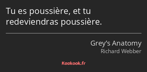 Tu es poussière, et tu redeviendras poussière.