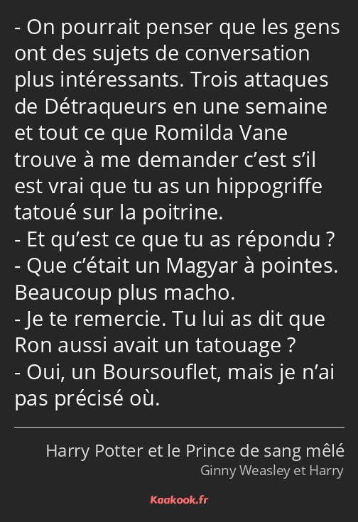 On pourrait penser que les gens ont des sujets de conversation plus intéressants. Trois attaques de…