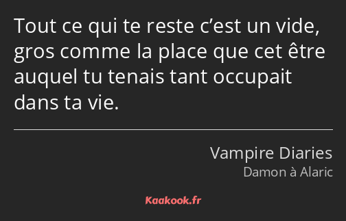 Tout ce qui te reste c’est un vide, gros comme la place que cet être auquel tu tenais tant occupait…