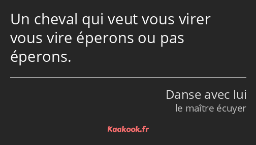 Un cheval qui veut vous virer vous vire éperons ou pas éperons.