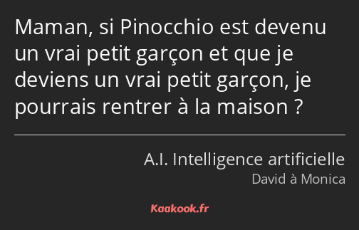 Maman, si Pinocchio est devenu un vrai petit garçon et que je deviens un vrai petit garçon, je…