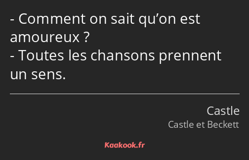 Comment on sait qu’on est amoureux ? Toutes les chansons prennent un sens.