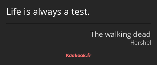 Life is always a test.