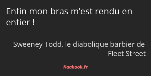 Enfin mon bras m’est rendu en entier !