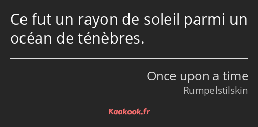 Ce fut un rayon de soleil parmi un océan de ténèbres.