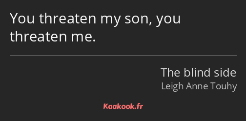 You threaten my son, you threaten me.