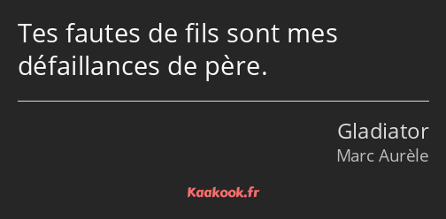 Tes fautes de fils sont mes défaillances de père.