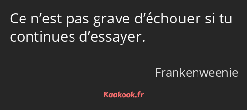 Ce n’est pas grave d’échouer si tu continues d’essayer.